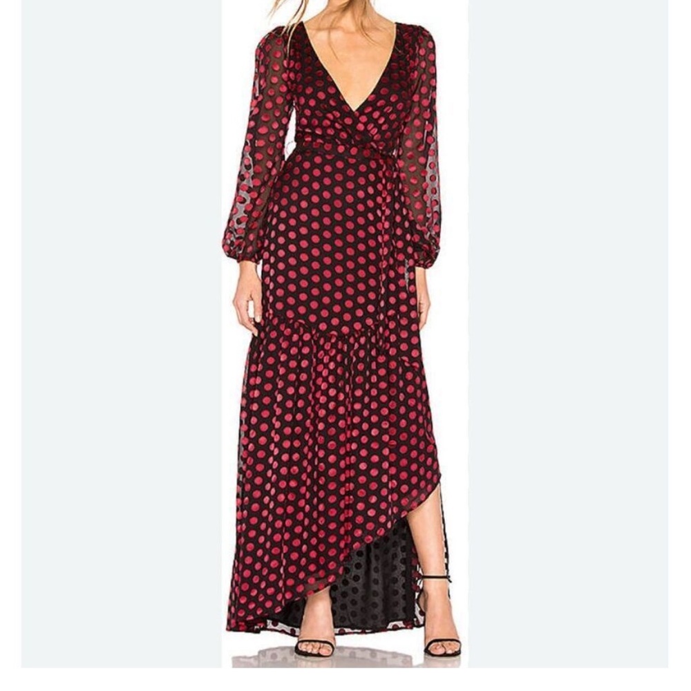 Lovers and Friends Augustus Gown in Black & Red Polka Dots Size XXS